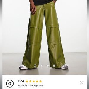ASOS Wide-Leg Green Faux Leather Pants